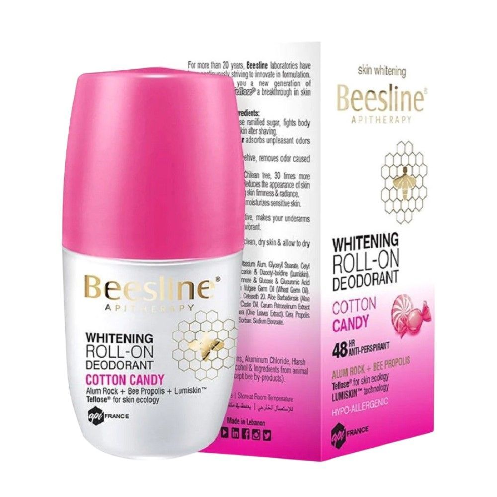 Beesline Cotton Candy Whitening Deodorant Roll-On, 50ml - Makkah Pharmacy