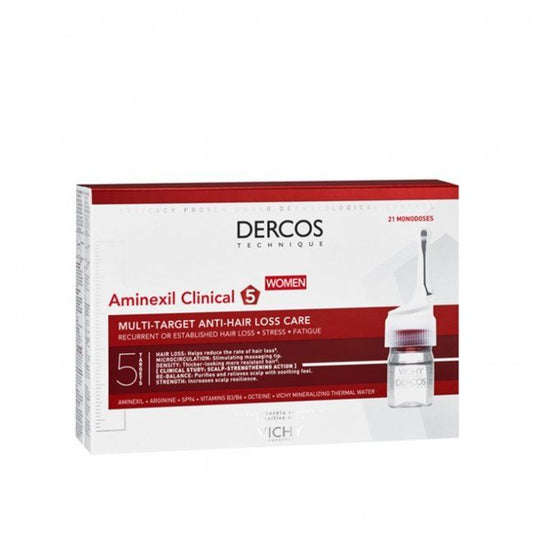 Vichy Dercos Aminexil Clinical 5 Anti-Hair Fall Treatment for Women x21 Doses, 6ml - Makkah Pharmacy