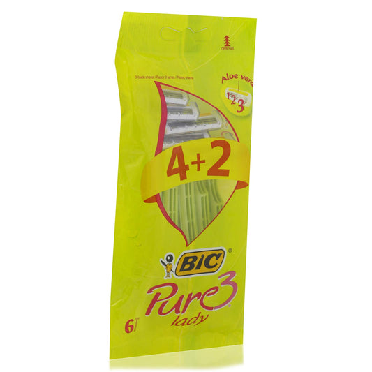 Bic Pure 3 Disposable Razor, 6 Pieces