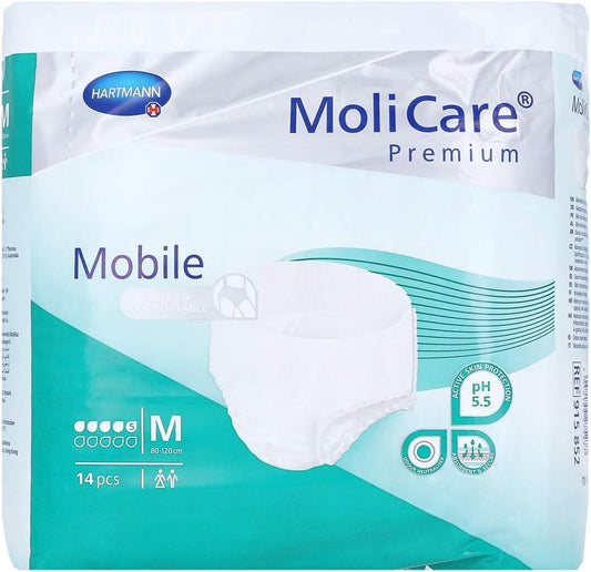 Molicare Premium Mobile Disposable Pants - Discreet Use For Incontinence For Women And Men - 5 Drops Size Xl (130-170Cm Hip) - Pack Of 14