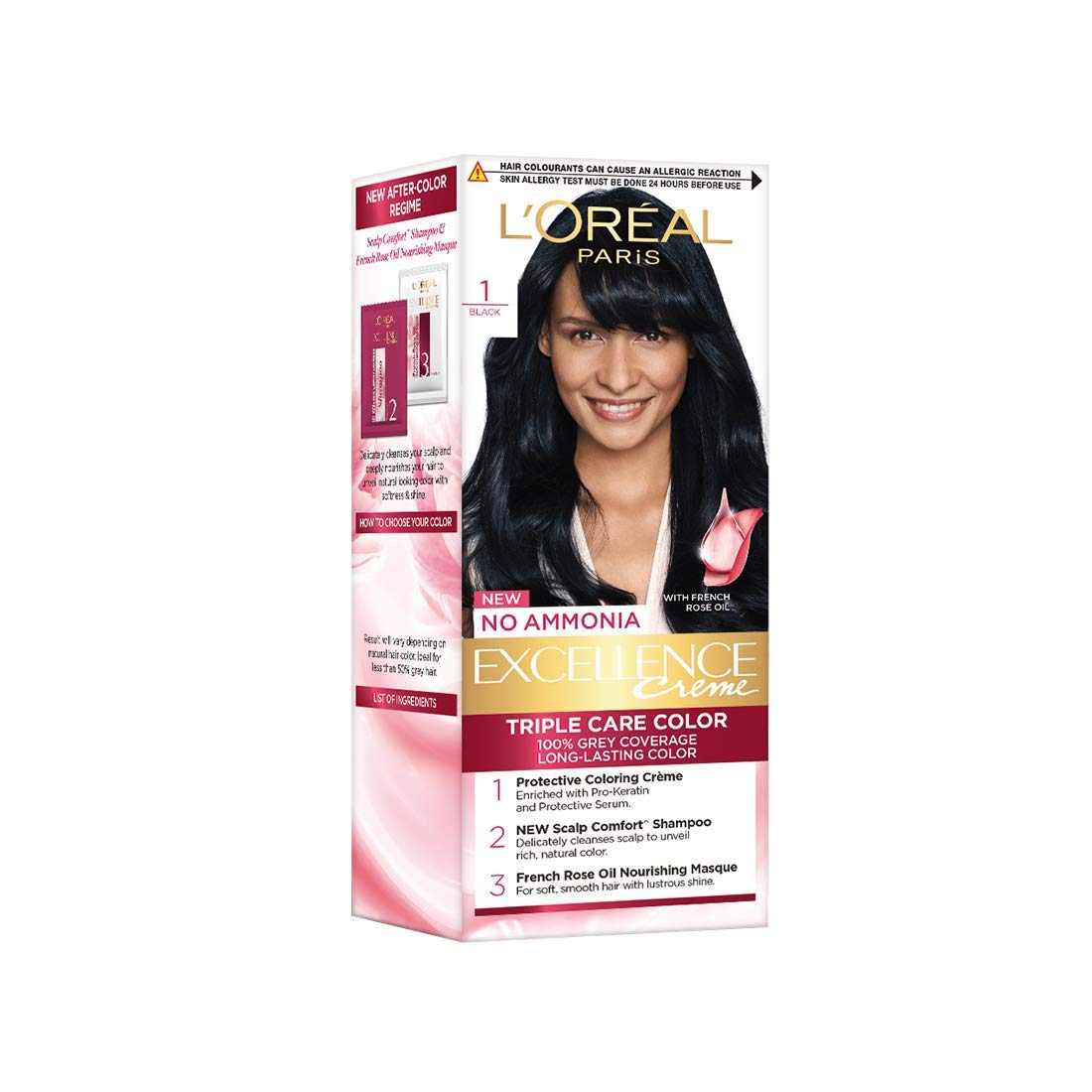 L'Oreal Paris Excellence Creme Permanent Hair Color, 1 Natural Black