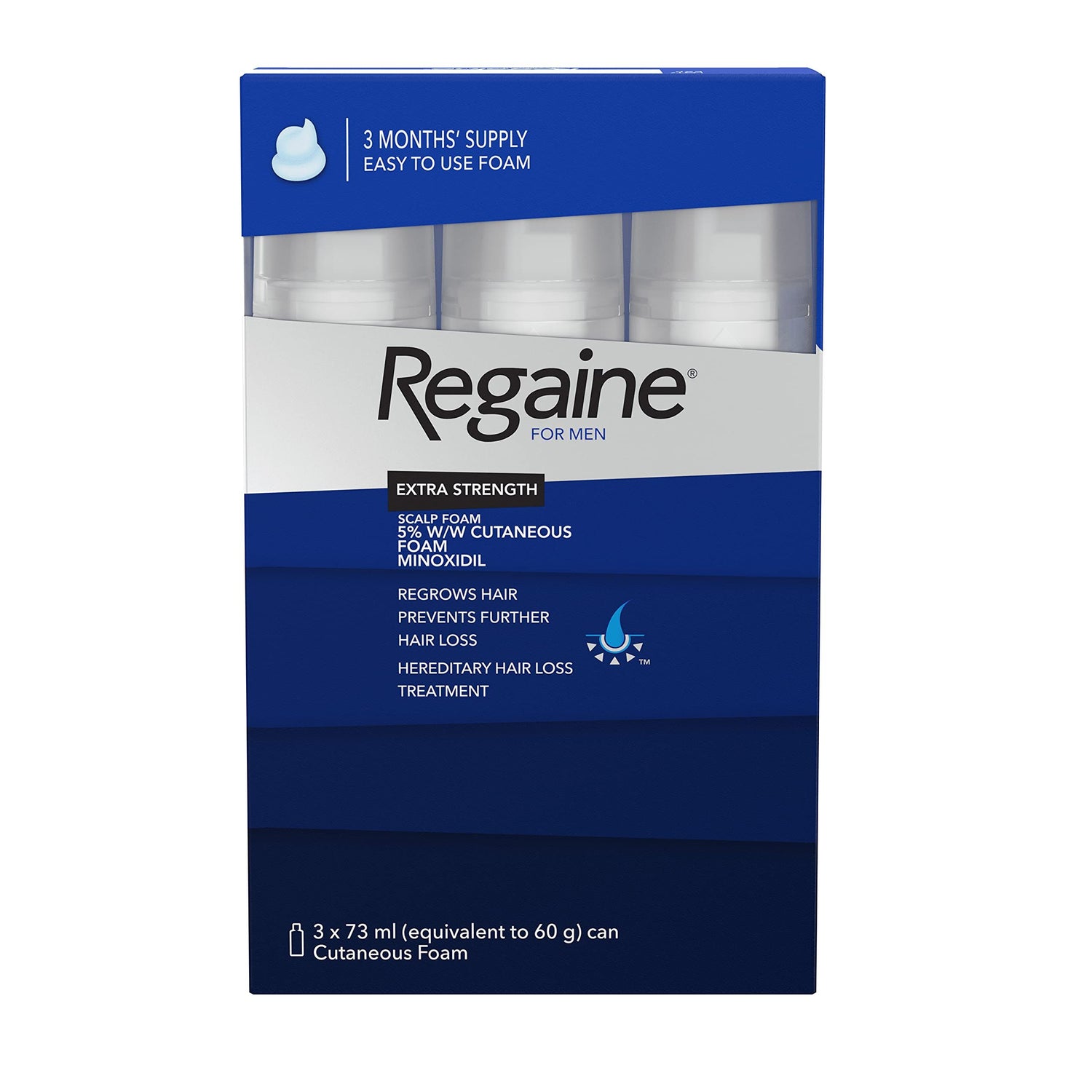 Regaine For Men Extra Strength 5% Minoxidil Hair Loss Treatment Foam, 3x73ml - Makkah Pharmacy