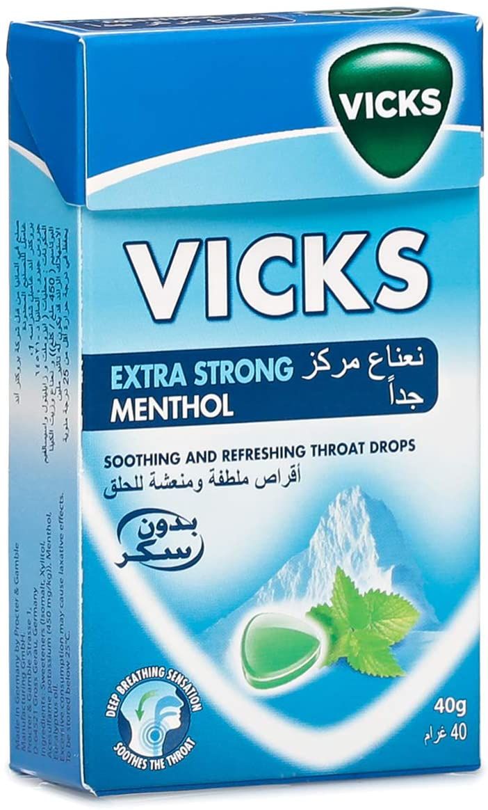 Vicks Soothing And Refreshing Extra Strong Menthol Throat Drops 40 g - Makkah Pharmacy