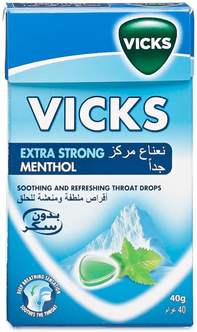 Vicks Soothing And Refreshing Extra Strong Menthol Throat Drops 40 g - Makkah Pharmacy