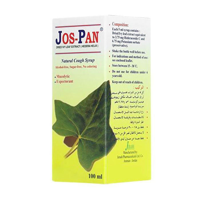 Jos-Pan Natural Cough Syrup with Dried Ivy Leaf Extract, 100ml - Makkah Pharmacy