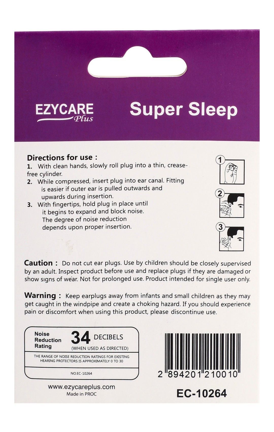 Ezycare Plus Super Sleep Comfort Foam Ear Plugs with Carrying Case NRR 34, 5 Pairs - Makkah Pharmacy