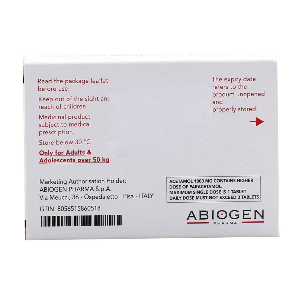 Acetamol 1000mg Paracetamol, 16 Tablets - Makkah Pharmacy