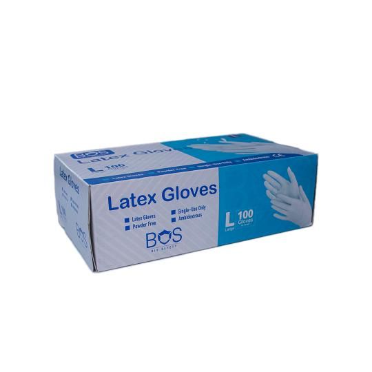 Bos Powder Free Latex Gloves, Large, 100 Pieces - Makkah Pharmacy