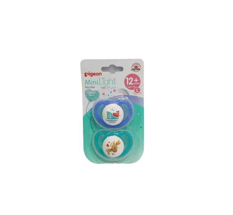 Pigeon Mini Light Large Blue & Green Pacifiers (12+ Months), 2 Pieces - Makkah Pharmacy
