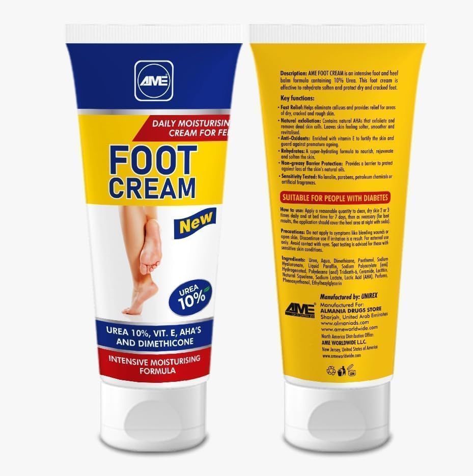 Ame Urea, Vitamin E & AHA Moisturizing Foot Cream, 75g - Makkah Pharmacy