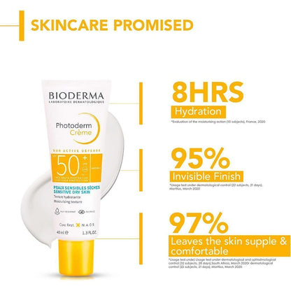 Bioderma Photoderm Water-Resistant Moisturizing Facial Sunscreen for Sensitive & Dry Skin SPF50+, 40ml - Makkah Pharmacy