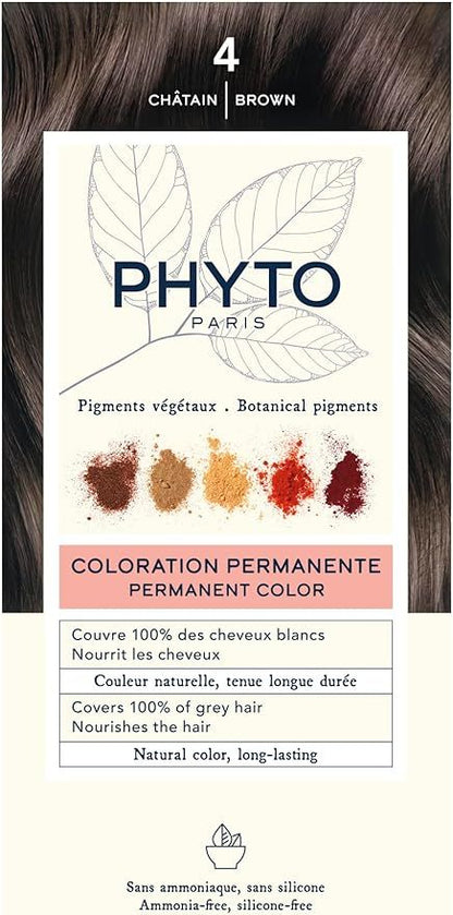 Phyto Paris Permanent Hair Color Kit Brown 4, 1 Pack