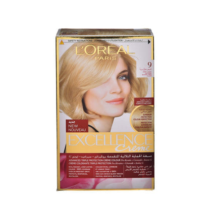L'Oreal Excellence Triple Care Hair Color Cream Very Light Blonde 9, 1 Pack - Makkah Pharmacy