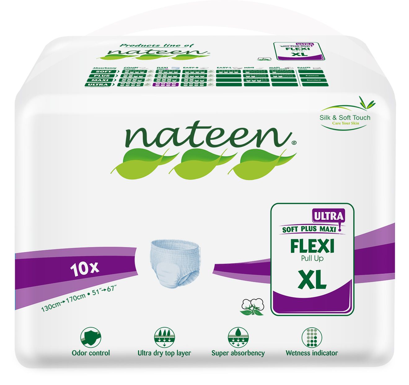 Nateen Flexi Ultra Pampers - XL, 10 Pieces - Makkah Pharmacy