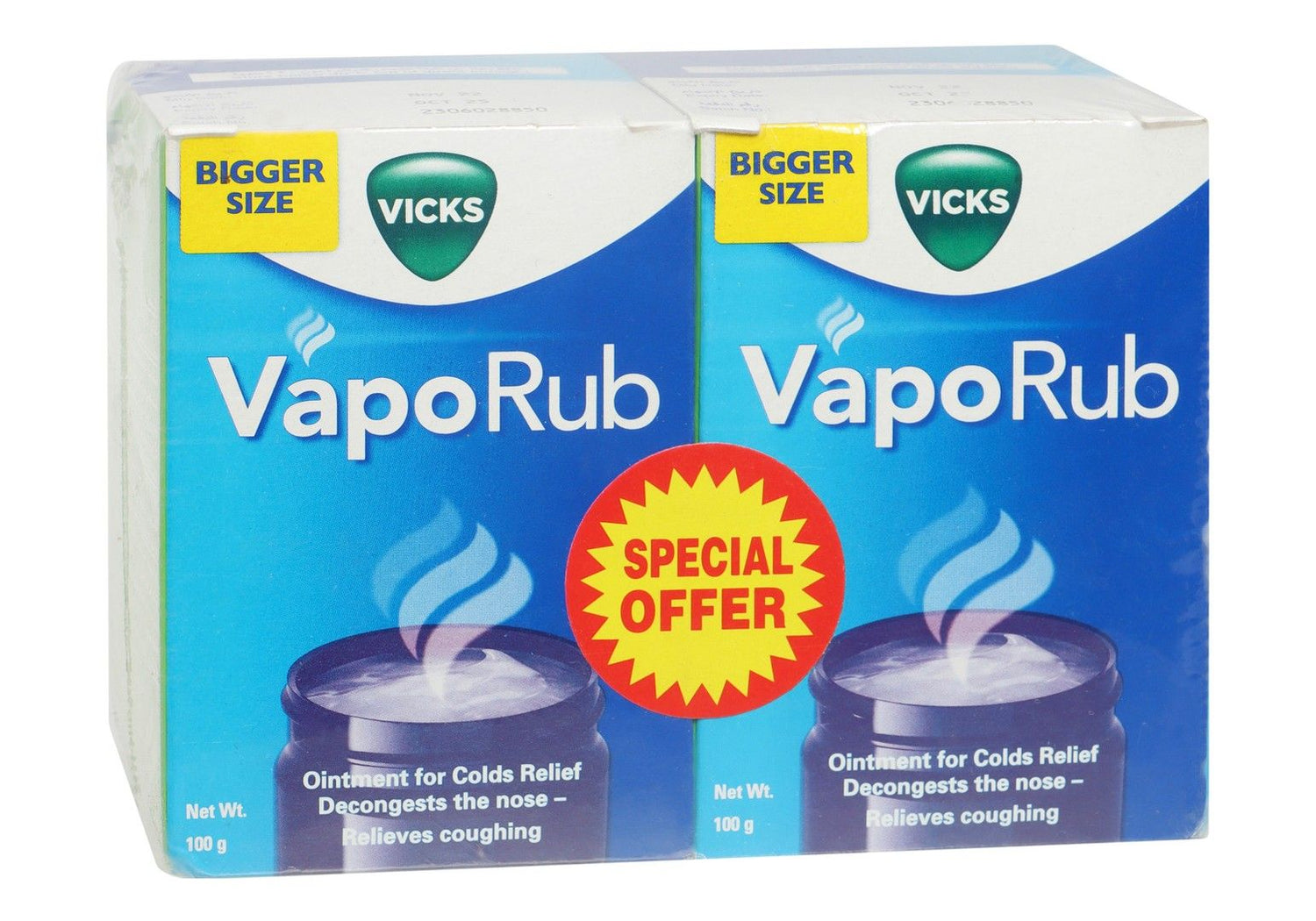 Vicks Vaporub Ointment for Colds, Congested Nose & Cough Relief, 2x100g - Makkah Pharmacy