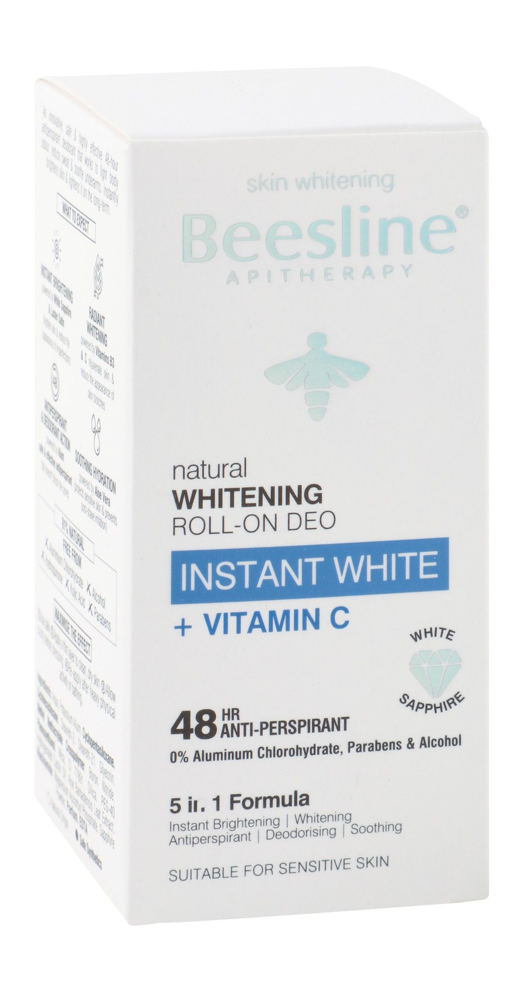 Beesline Apitherapy Instant White with Vitamin C Whitening Aluminum Free Roll-On Deodorant, 50ml - Makkah Pharmacy