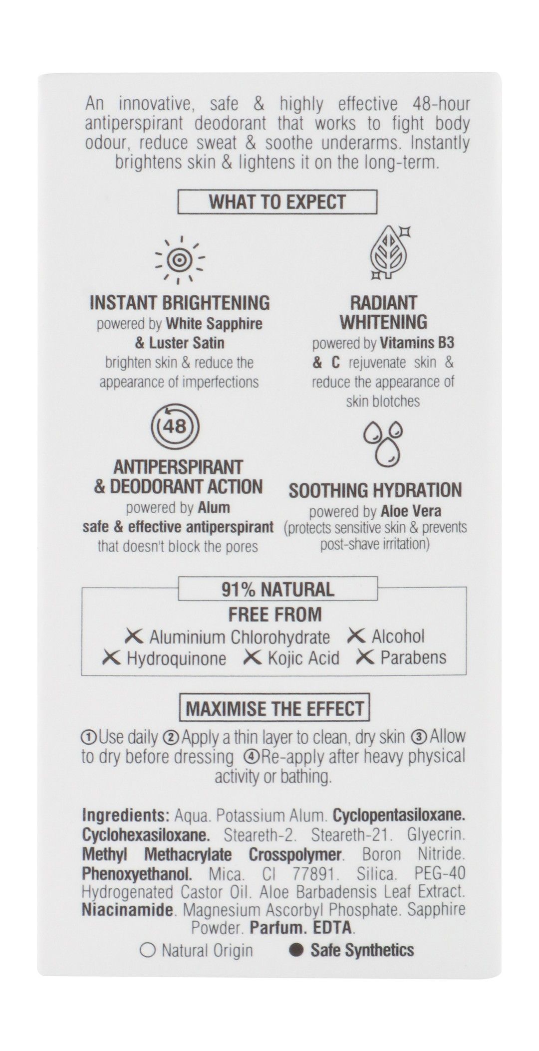 Beesline Apitherapy Instant White with Vitamin C Whitening Aluminum Free Roll-On Deodorant, 50ml - Makkah Pharmacy