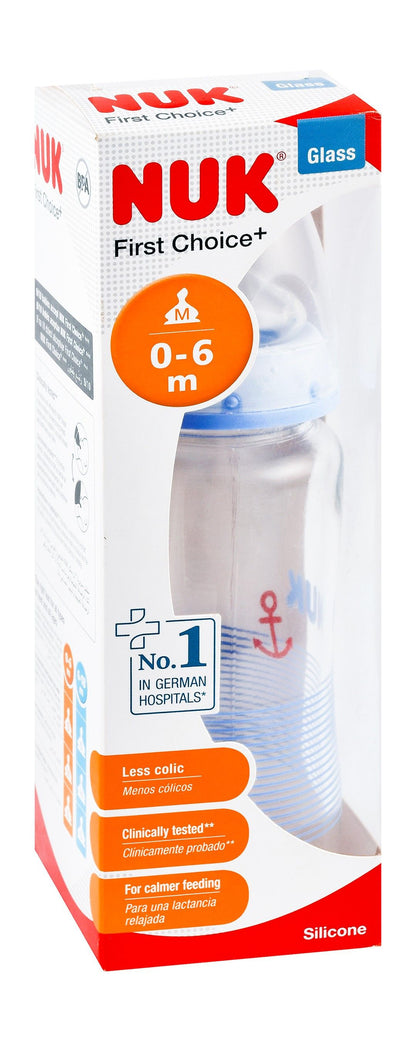 NUK FC + Bottle Glass (0-6m) 240ml Silicone - Makkah Pharmacy