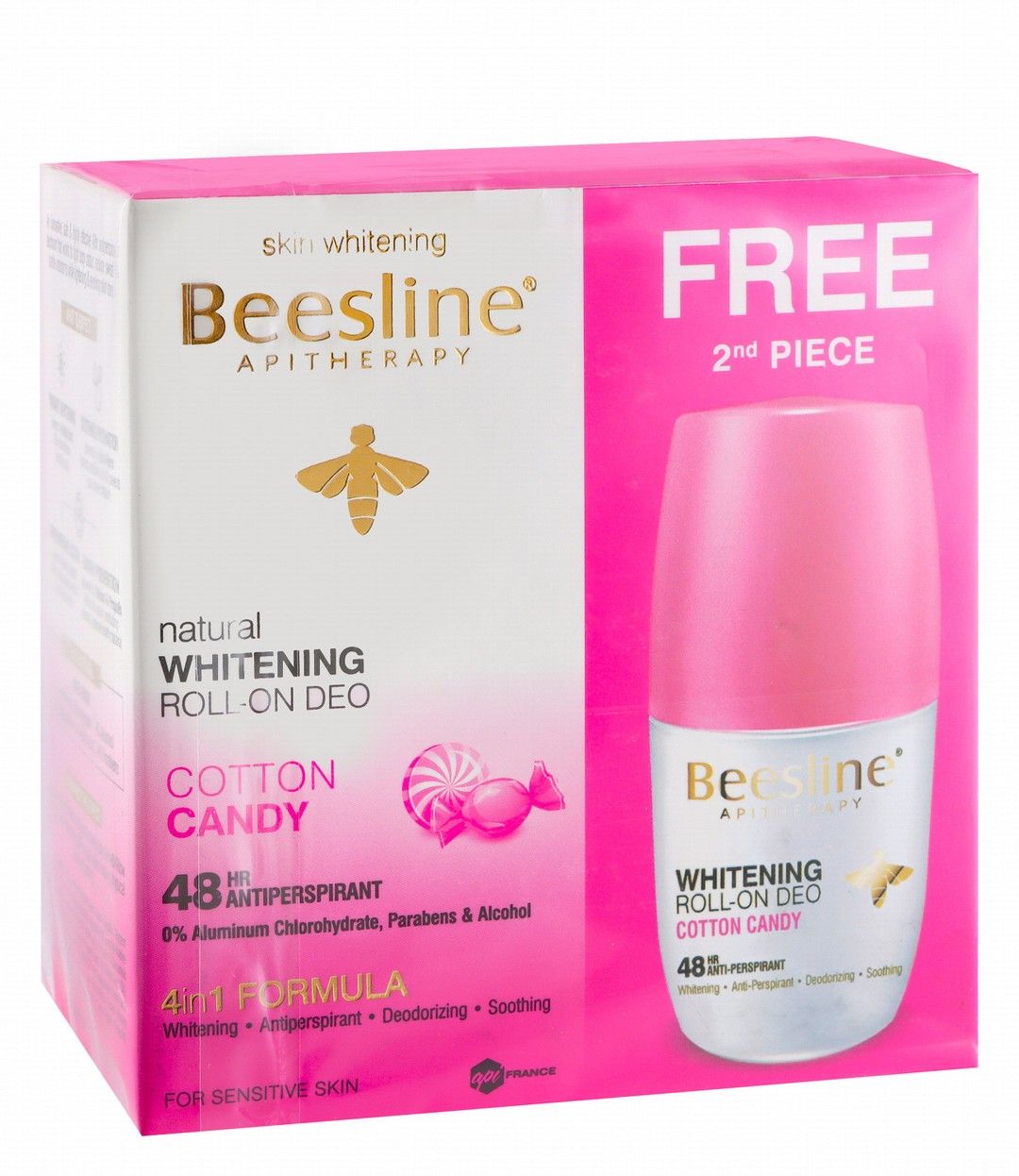 Beesline Whitening Cotton Candy Deodorant Roll On, 2x50ml - Makkah Pharmacy