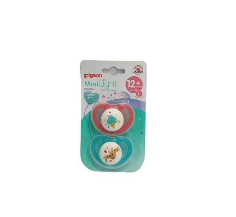 Pigeon Mini Light Large Green & Red Pacifiers (12+ Months), 2 Pieces - Makkah Pharmacy