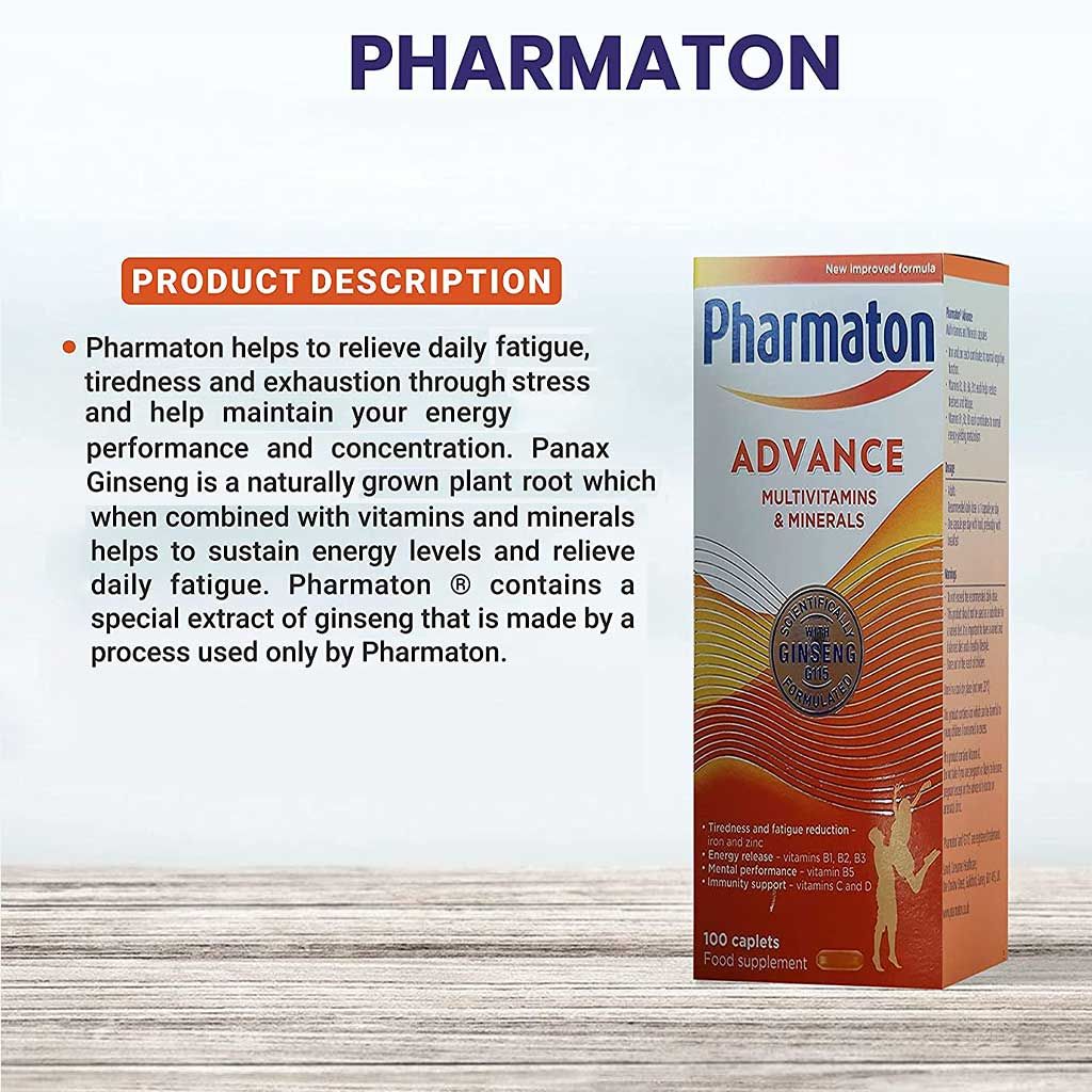 Pharmaton Vitality Food Supplement Film-Coated Tablets, 100 Counts - Makkah Pharmacy