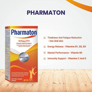 Pharmaton Vitality Food Supplement Film-Coated Tablets, 100 Counts - Makkah Pharmacy