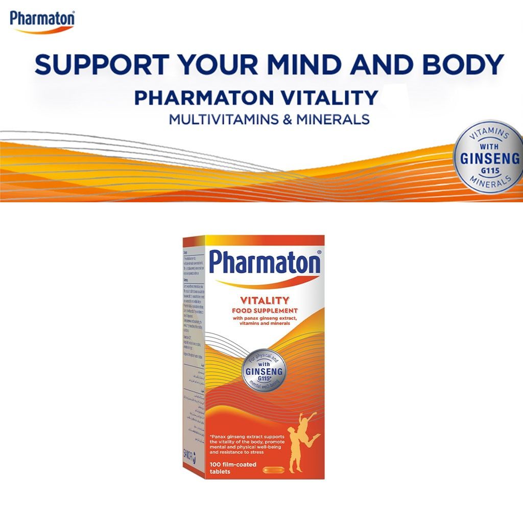 Pharmaton Vitality Food Supplement Film-Coated Tablets, 100 Counts - Makkah Pharmacy