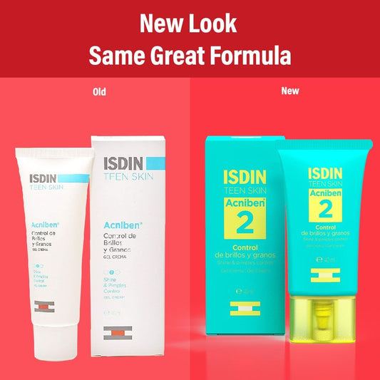 Isdin Acniben Teen Skin Shine & Pimple Control Facial Gel Cream, 40ml - Makkah Pharmacy