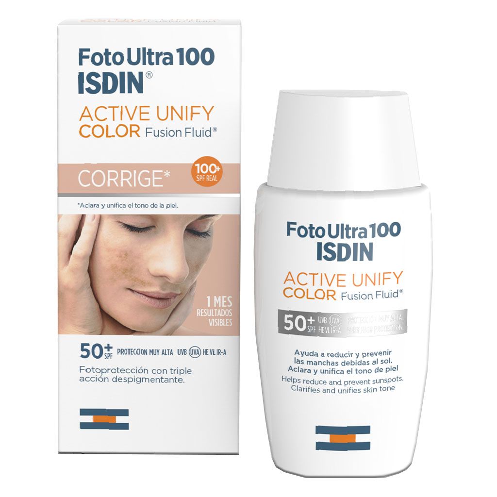 Isdin Foto Ultra Active Unify Water-Resistant Anti-Pigmentation Color Fusion Fluid Sunscreen SPF50+, 50ml - Makkah Pharmacy