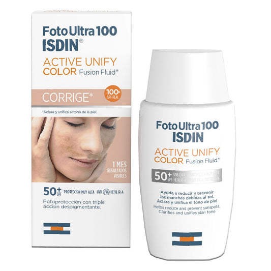 Isdin Foto Ultra Active Unify Water-Resistant Anti-Pigmentation Color Fusion Fluid Sunscreen SPF50+, 50ml - Makkah Pharmacy