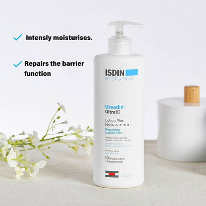 Isdin Ultra 10 Hydrating & Repairing Body Lotion with Urea & Dexpanthenol for Dry Skin, 400ml - Makkah Pharmacy