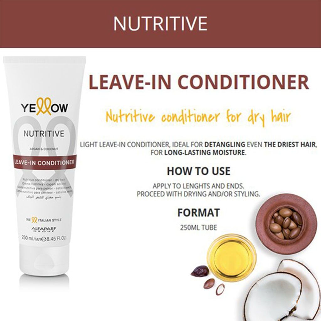 Yellow Nutritive Argan & Coconut Leave-In Conditioner, 250ml - Makkah Pharmacy