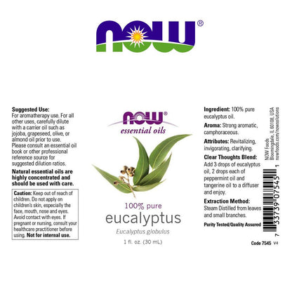 Now 100% Pure Eucalyptus Essential Oil, 30ml - Makkah Pharmacy