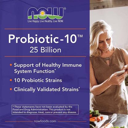 Now Probiotic-10 Healthy Intestinal Flora Support Supplement, 50 Capsules - Makkah Pharmacy