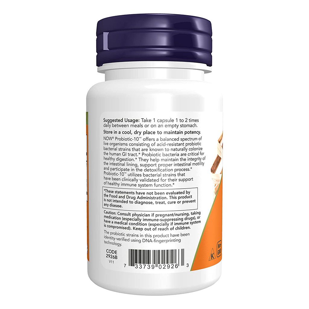 Now Probiotic-10 Healthy Intestinal Flora Support Supplement, 50 Capsules - Makkah Pharmacy