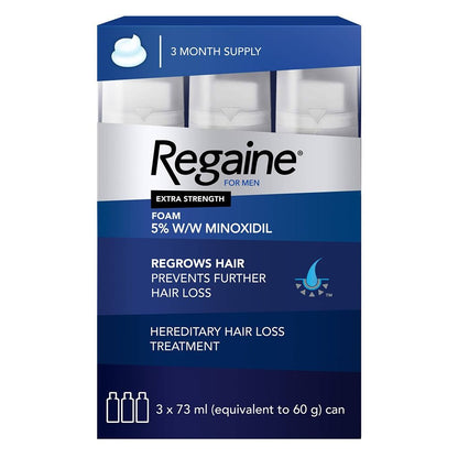 Regaine For Men Extra Strength 5% Minoxidil Hair Loss Treatment Foam, 3x73ml - Makkah Pharmacy