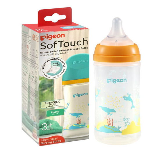 Pigeon SofTouch Green 240ml Anti-Colic Nursing Bottle (3+ Months), 1 Piece - Makkah Pharmacy