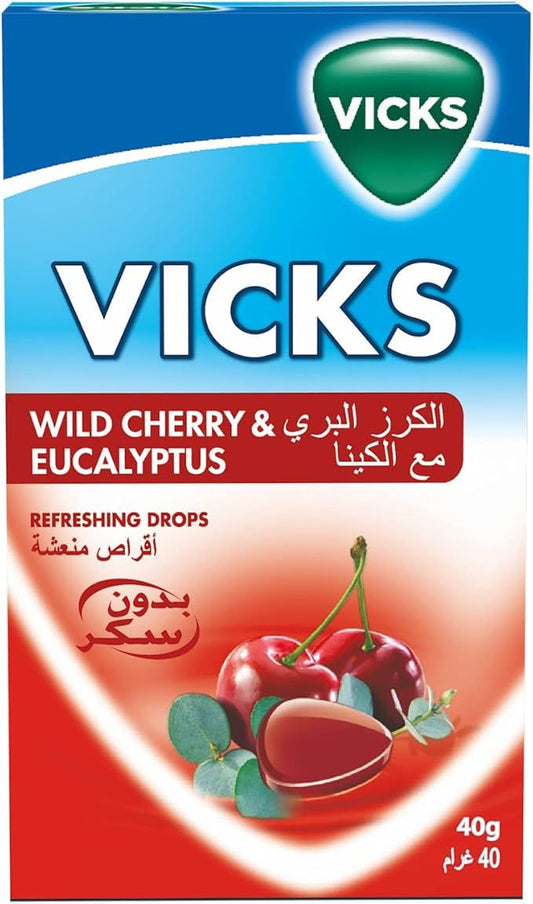 Vicks Lozenges Wild Cherry & Eucalyptus 40 g - Makkah Pharmacy