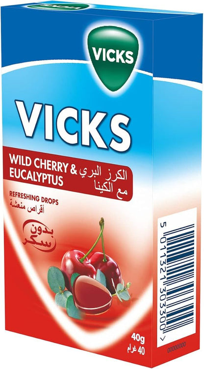 Vicks Lozenges Wild Cherry & Eucalyptus 40 g - Makkah Pharmacy