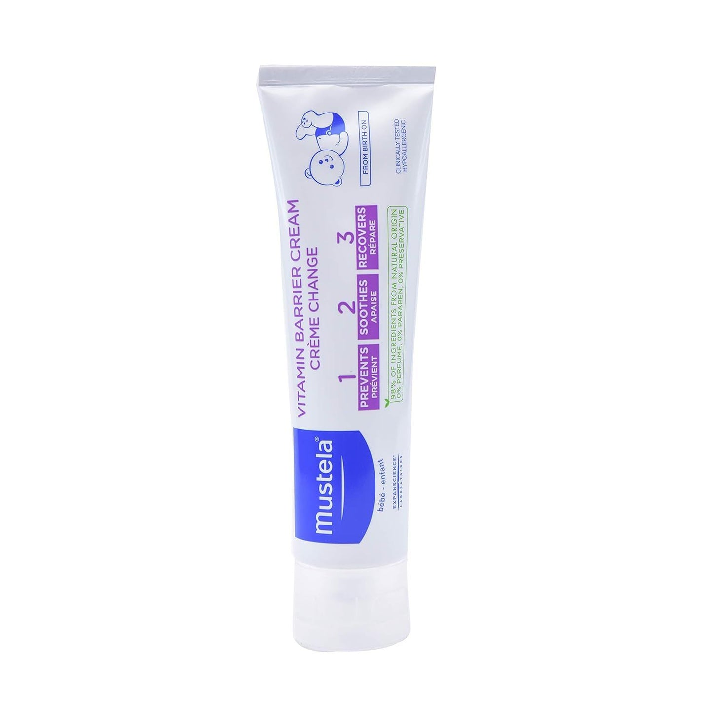 Mustela 123 Hypoallergenic Vitamin Barrier Baby Cream for All Skin Types (0+ Months), 100ml - Makkah Pharmacy