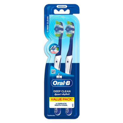Oral-B Complete 5 Way Clean Blue & White Medium Toothbrushes, 2 Pieces - Makkah Pharmacy