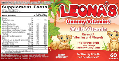Leona’s Multivitamin Gummy Supplements Assorted Fruit Flavors for Children, 60 Pieces - Makkah Pharmacy
