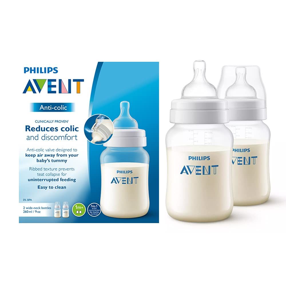 Philips Avent 260ml Anti-Colic Nursing Bottles (1+ Months), 2 Pieces - Makkah Pharmacy