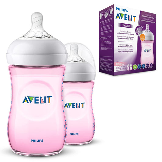 Philips Avent Natural Pink Bottle, 260ml 2pcs - Makkah Pharmacy