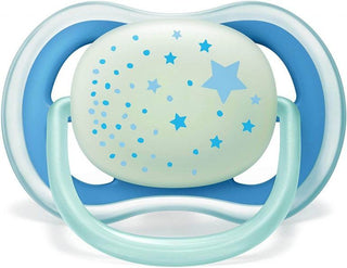 Philips Avent Ultra Air Night Silicon Soother for Boy 6-18 Months, 2 Pieces - Makkah Pharmacy