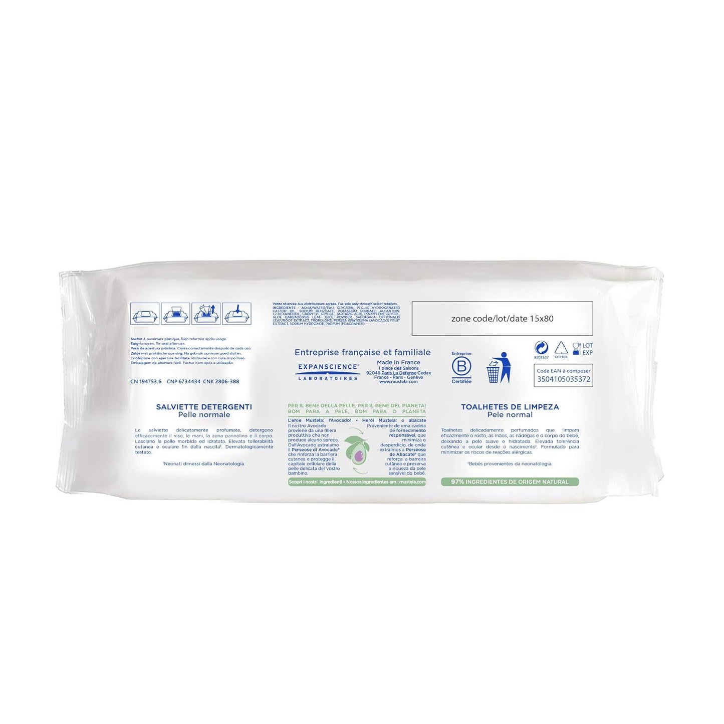 Mustela Baby Cleansing Wipes for Hands & Body, 70 wipes - Makkah Pharmacy