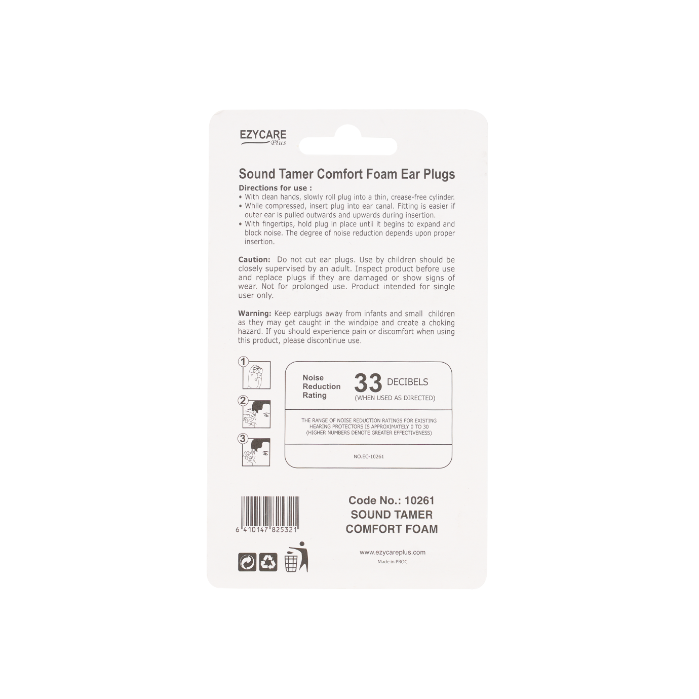 Ezycare Sound Tamer Comfort Foam Ear Plugs 8 Pieces - Makkah Pharmacy