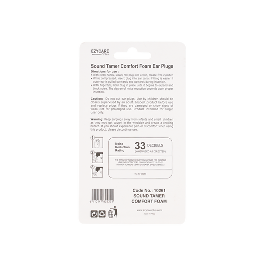 Ezycare Sound Tamer Comfort Foam Ear Plugs 8 Pieces - Makkah Pharmacy