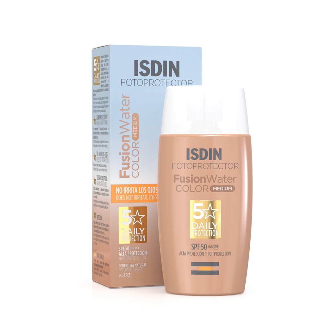 Isdin Fotoprotector Hypoallergenic & Water-Resistant Fusion Color Sunscreen for Atopic Skin SPF50 Medium, 50ml