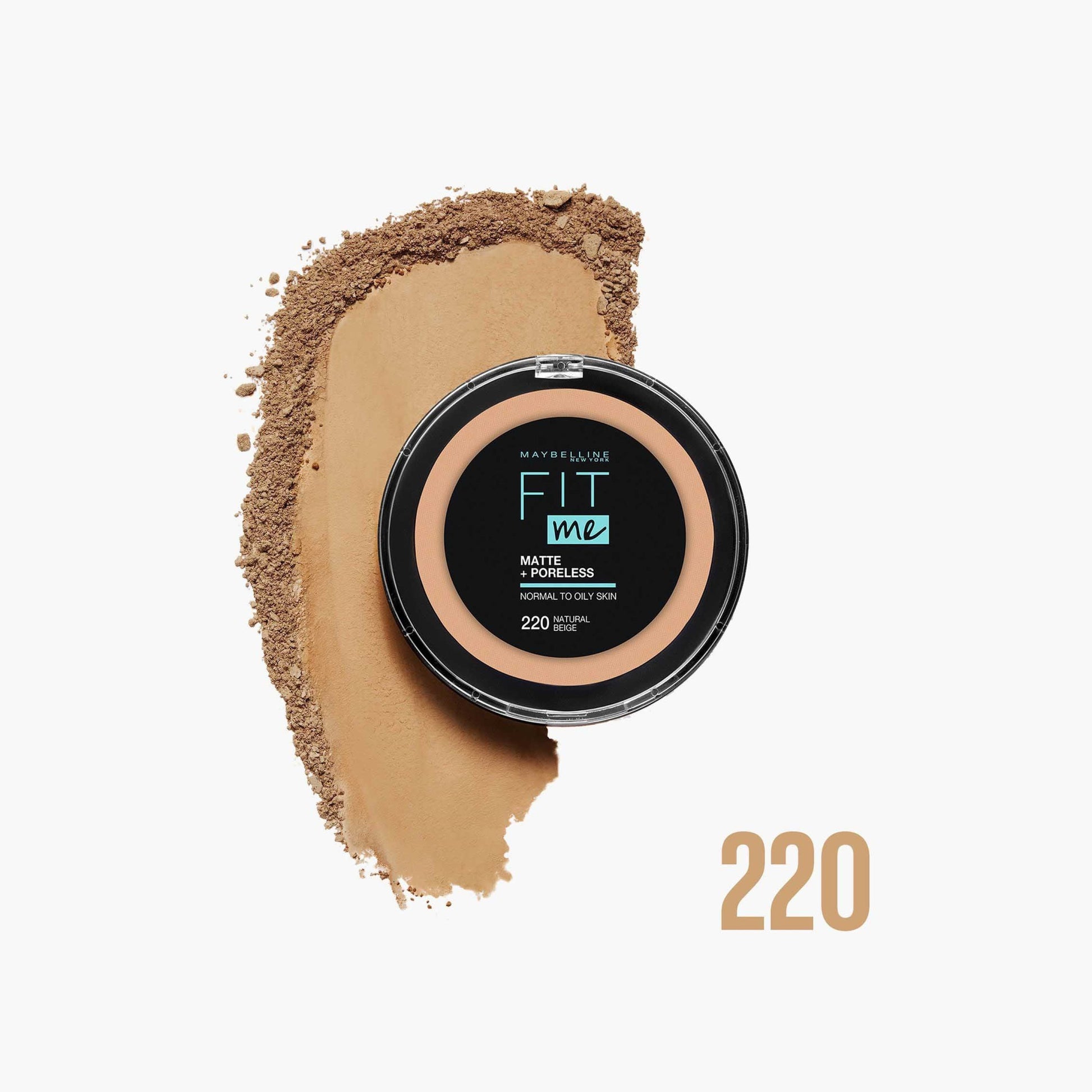 Maybelline Fit Me Matte + Poreless Compact Powder Normal & Oily Skin - 220 Natural Beige - Makkah Pharmacy